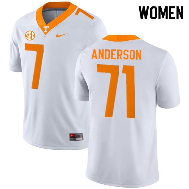 Women #71 Max Anderson Tennessee Volunteers College Football Jerseys Stitched-White